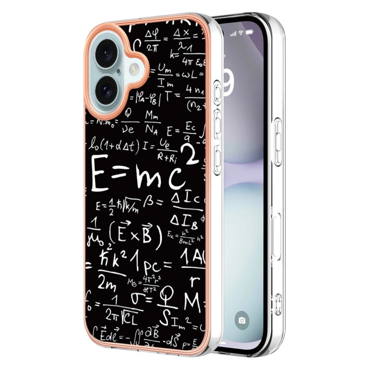 For iPhone 16 Electroplating Marble Dual-side IMD Phone Case(Equation) - iPhone 16 Cases by PMC Jewellery | Online Shopping South Africa | PMC Jewellery | Buy Now Pay Later Mobicred