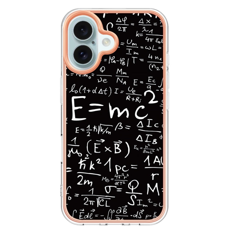 For iPhone 16 Electroplating Marble Dual-side IMD Phone Case(Equation) - iPhone 16 Cases by PMC TechLife | Online Shopping South Africa | PMC TechLife | Buy Now Pay Later Mobicred