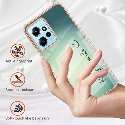 For Xiaomi Redmi Note 12 4G Electroplating Marble Dual-side IMD Phone Case(Smile) - Xiaomi Cases by PMC Jewellery | Online Shopping South Africa | PMC Jewellery | Buy Now Pay Later Mobicred