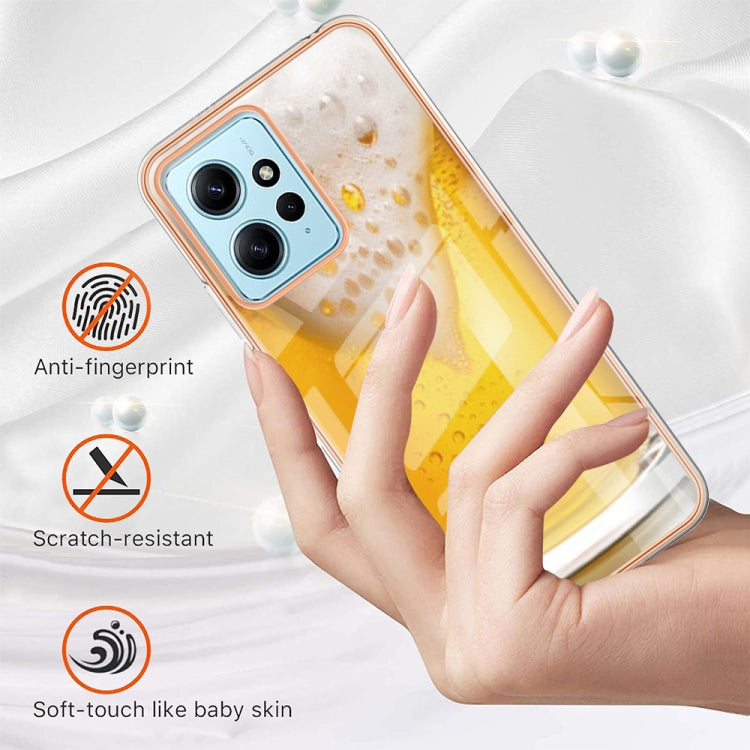 For Xiaomi Redmi Note 12 4G Electroplating Marble Dual-side IMD Phone Case(Draft Beer) - Xiaomi Cases by PMC TechLife | Online Shopping South Africa | PMC TechLife | Buy Now Pay Later Mobicred