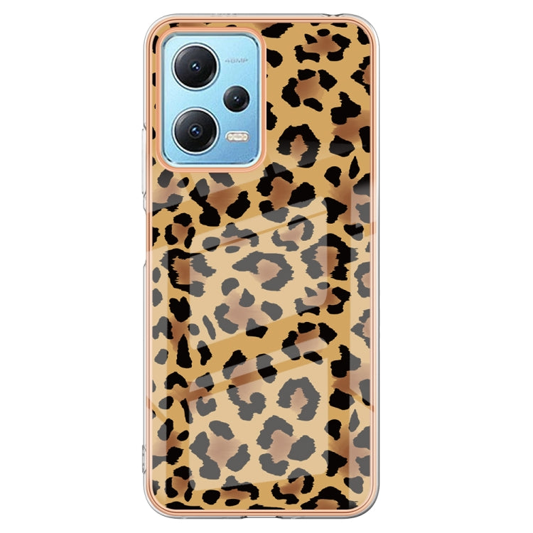 For Xiaomi Redmi Note 12 5G Global Electroplating Marble Dual-side IMD Phone Case(Leopard Print) - Xiaomi Cases by PMC Jewellery | Online Shopping South Africa | PMC Jewellery | Buy Now Pay Later Mobicred