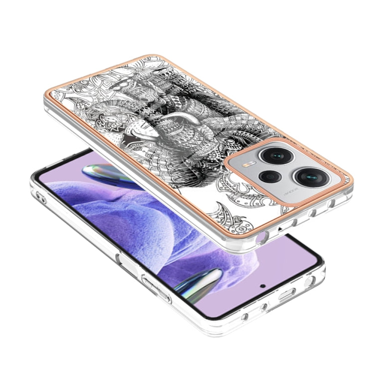 For Xiaomi Redmi Note 12 Pro+ Global Electroplating Marble Dual-side IMD Phone Case(Totem Elephant) - Xiaomi Cases by PMC Jewellery | Online Shopping South Africa | PMC Jewellery | Buy Now Pay Later Mobicred