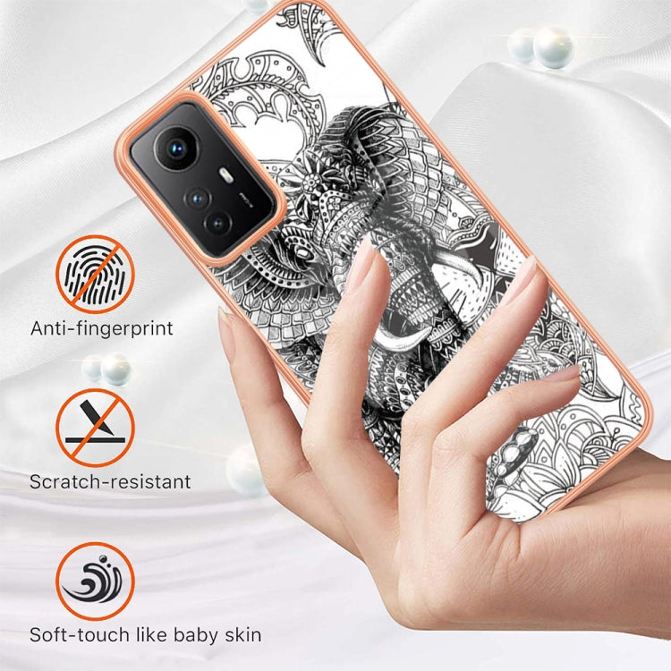 Xiaomi Redmi Note 12S 4G Electroplating Marble Dual-side IMD Phone Case(Totem Elephant) - Xiaomi Cases by PMC Jewellery | Online Shopping South Africa | PMC Jewellery | Buy Now Pay Later Mobicred