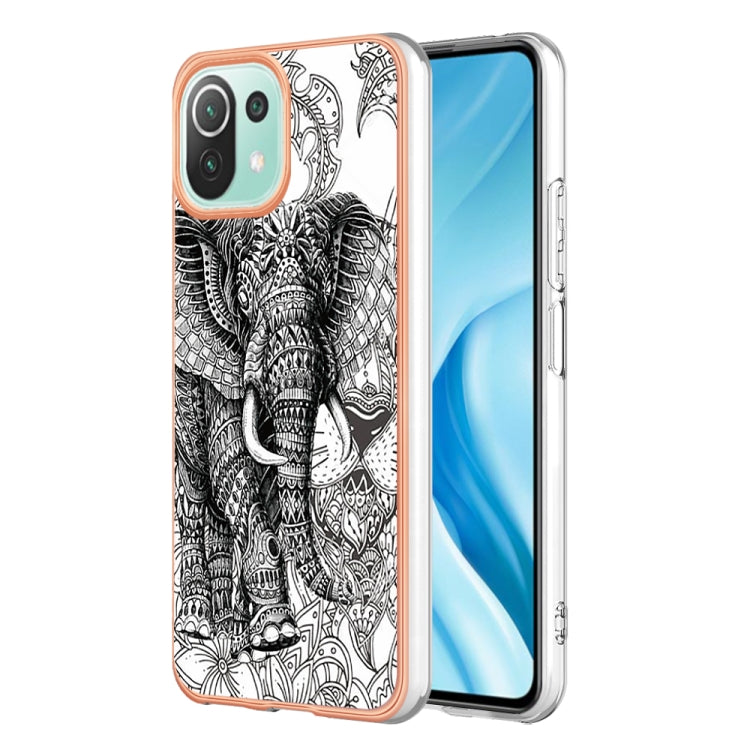 For Xiaomi 11 Lite Electroplating Marble Dual-side IMD Phone Case(Totem Elephant) - Xiaomi Cases by PMC Jewellery | Online Shopping South Africa | PMC Jewellery | Buy Now Pay Later Mobicred