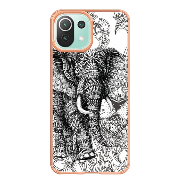 For Xiaomi 11 Lite Electroplating Marble Dual-side IMD Phone Case(Totem Elephant) - Xiaomi Cases by PMC Jewellery | Online Shopping South Africa | PMC Jewellery | Buy Now Pay Later Mobicred