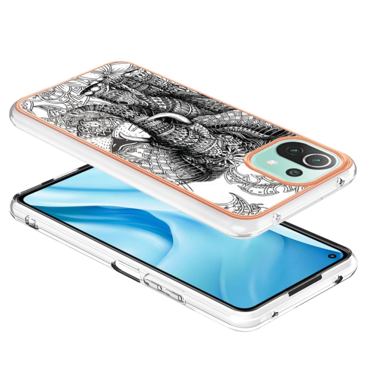 For Xiaomi 11 Lite Electroplating Marble Dual-side IMD Phone Case(Totem Elephant) - Xiaomi Cases by PMC Jewellery | Online Shopping South Africa | PMC Jewellery | Buy Now Pay Later Mobicred