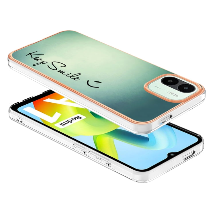 For Xiaomi Redmi A1 Electroplating Marble Dual-side IMD Phone Case(Smile) - Xiaomi Cases by PMC Jewellery | Online Shopping South Africa | PMC Jewellery | Buy Now Pay Later Mobicred