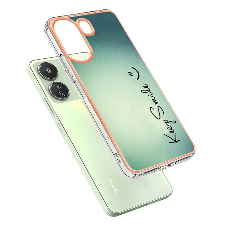 For Xiaomi Redmi 13C 4G Electroplating Marble Dual-side IMD Phone Case(Smile) - 13C Cases by PMC Jewellery | Online Shopping South Africa | PMC Jewellery | Buy Now Pay Later Mobicred