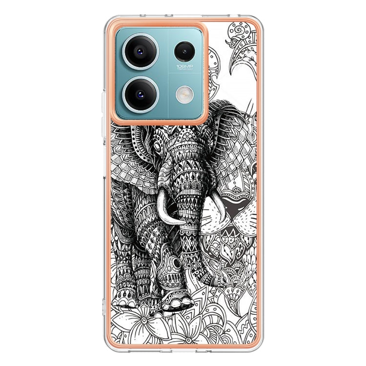 For Xiaomi Redmi Note 13 5G Electroplating Marble Dual-side IMD Phone Case(Totem Elephant) - Note 13 Cases by PMC Jewellery | Online Shopping South Africa | PMC Jewellery | Buy Now Pay Later Mobicred