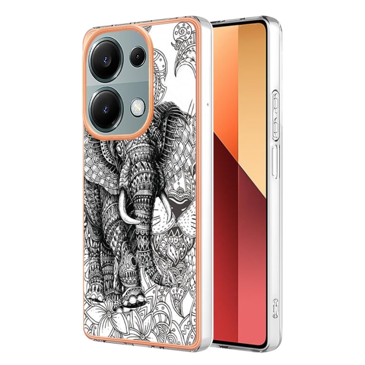 For Xiaomi Redmi Note 13 Pro 4G/Poco M6 Pro 4G Electroplating Marble Dual-side IMD Phone Case(Totem Elephant) - Note 13 Pro Cases by PMC Jewellery | Online Shopping South Africa | PMC Jewellery | Buy Now Pay Later Mobicred