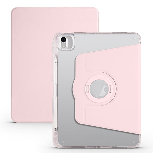 For iPad Air 11 2025 / 2024 Clear Acrylic 360 Rotation Detachable Leather Tablet Case(Pink) - iPad Air 11 2025 / 2024 Cases by PMC Jewellery | Online Shopping South Africa | PMC Jewellery | Buy Now Pay Later Mobicred