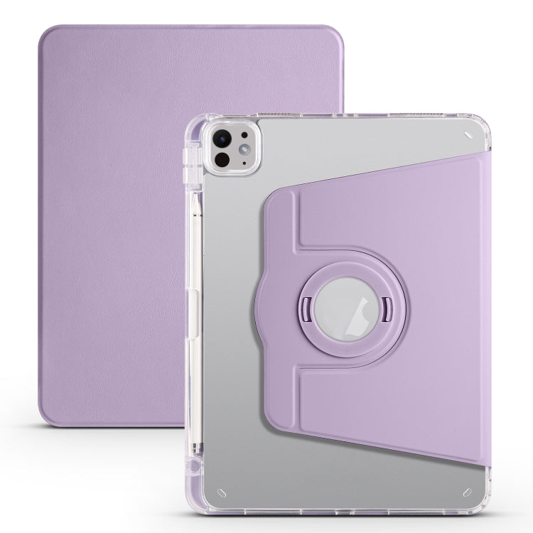 For iPad Pro 13 2024 Clear Acrylic 360 Rotation Detachable Leather Tablet Case(Light Purple) - iPad Pro 13 2024 Cases by PMC Jewellery | Online Shopping South Africa | PMC Jewellery | Buy Now Pay Later Mobicred