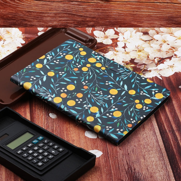For Amazon Kindle Fire Max 11 Colored Drawing Flower Smart Leather Tablet Case(Yellow Fruit) - Amazon by PMC TechLife | Online Shopping South Africa | PMC TechLife | Buy Now Pay Later Mobicred