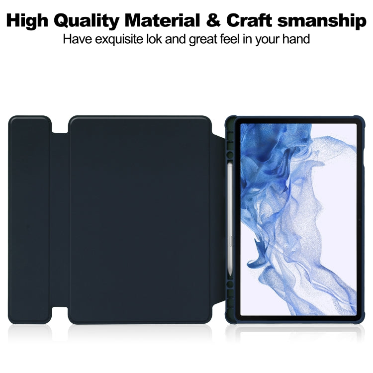 For Samsung Galaxy Tab S9 360 Rotation Transparent Smart Leather Case(Dark Blue) - Galaxy Tab S9 Cases by PMC Jewellery | Online Shopping South Africa | PMC Jewellery | Buy Now Pay Later Mobicred