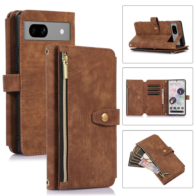 For Google Pixel 7a Dream 9-Card Wallet Zipper Bag Leather Phone Case(Brown) - Google Cases by PMC Jewellery | Online Shopping South Africa | PMC Jewellery | Buy Now Pay Later Mobicred