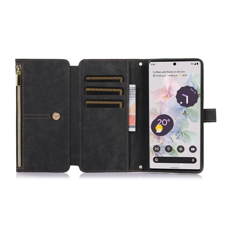 For Google Pixel 7a Dream 9-Card Wallet Zipper Bag Leather Phone Case(Black) - Google Cases by PMC Jewellery | Online Shopping South Africa | PMC Jewellery | Buy Now Pay Later Mobicred