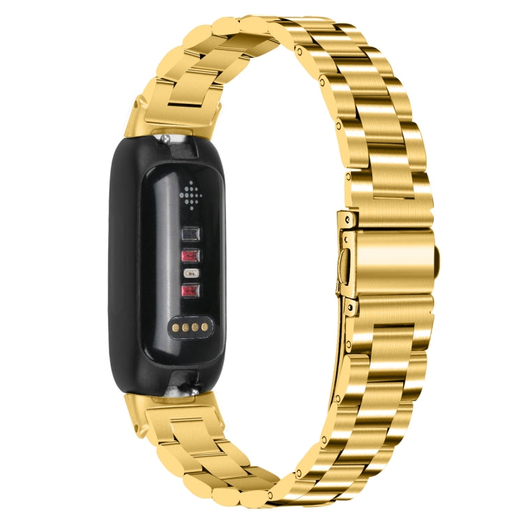 For Fitbit Inspire 3 Three Bead Flat Buckle Stainless Steel Watch Band(Gold) - free shipping - PMC TechLife - Order now!