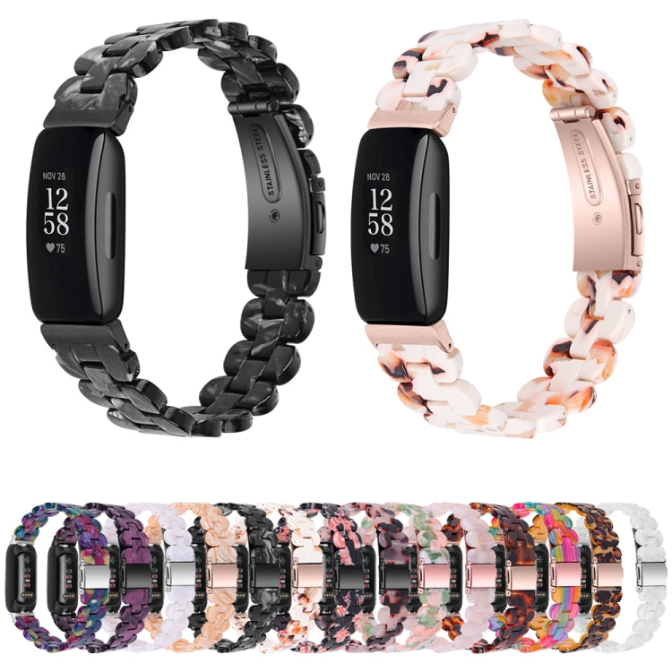 For Fitbit Inspire 3 Oval Resin Replacement Watch Band(Pink Green Flower) - Watch Bands by PMc TechLife | Online Shopping South Africa | PMc TechLife | Buy Now Pay Later Mobicred
