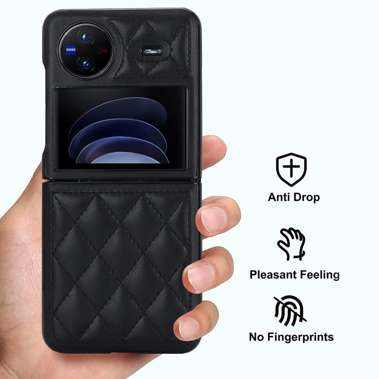 For vivo X Flip Rhombic Microfiber Folding Phone Case(Black) - vivo Cases by PMC Jewellery | Online Shopping South Africa | PMC Jewellery | Buy Now Pay Later Mobicred