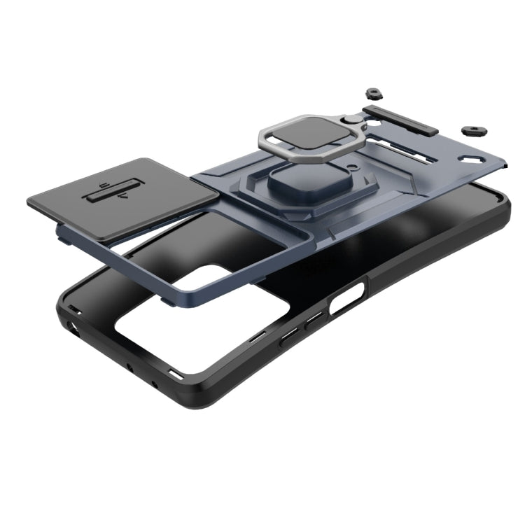 For Xiaomi Redmi Note 13 5G Sliding Camshield TPU + PC Shockproof Phone Case with Holder(Purple) - Note 13 Cases by PMC TechLife | Online Shopping South Africa | PMC TechLife | Buy Now Pay Later Mobicred