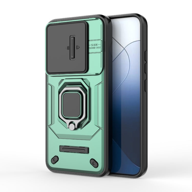 For Xiaomi 14 Sliding Camshield TPU + PC Shockproof Phone Case with Holder(Green) - free shipping - PMC TechLife - Order now!