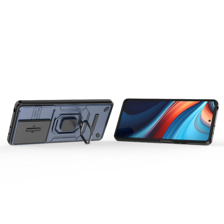 For Xiaomi Redmi Note 13R Pro 5G Sliding Camshield TPU + PC Shockproof Phone Case with Holder(Blue) - Xiaomi Cases by PMC TechLife | Online Shopping South Africa | PMC TechLife | Buy Now Pay Later Mobicred