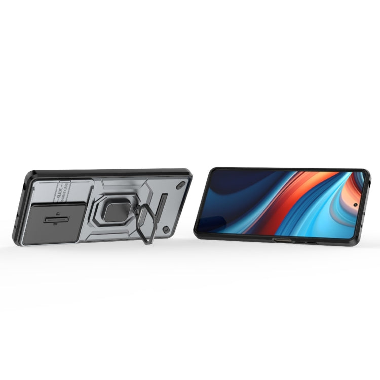 For Xiaomi Redmi Note 13R Pro 5G Sliding Camshield TPU + PC Shockproof Phone Case with Holder(Purple) - Xiaomi Cases by PMC TechLife | Online Shopping South Africa | PMC TechLife | Buy Now Pay Later Mobicred