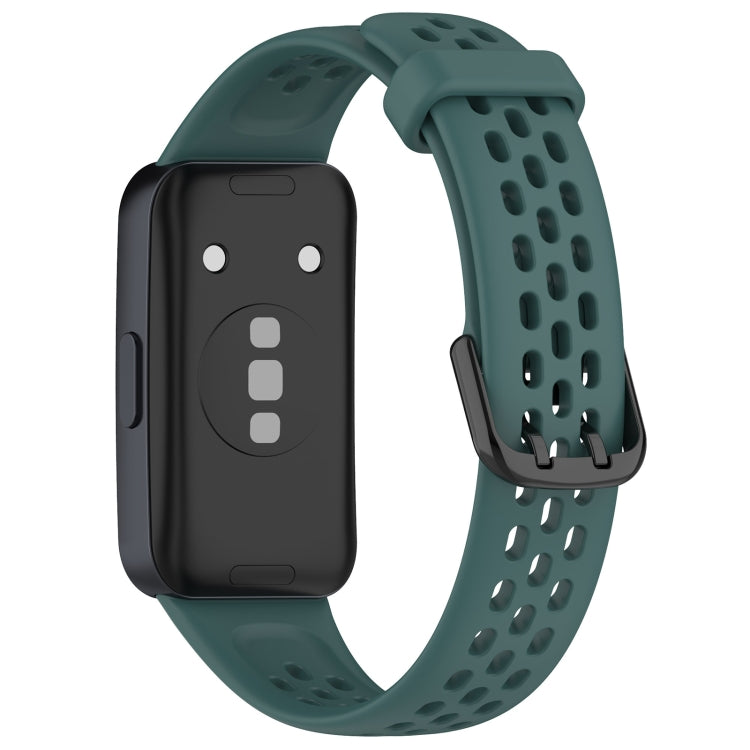 For Huawei Band 8 Solid Color Breathable Silicone Watch Band(Olive Green) - Watch Bands by PMC Jewellery | Online Shopping South Africa | PMC Jewellery