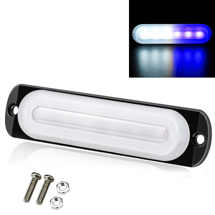 DC12V-24V / 18W Car Truck Emergency Strobe Flash Warning Light 6LEDs Ultra-thin Side Lights(White + Blue) - Warning Lights by PMC Jewellery | Online Shopping South Africa | PMC Jewellery | Buy Now Pay Later Mobicred