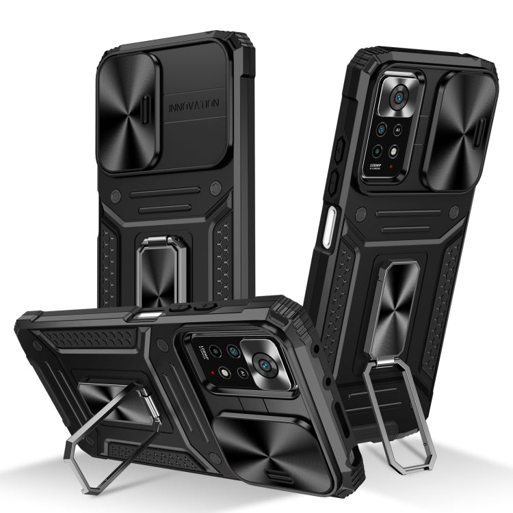 For Redmi Note 11 Pro 4G / 5G Global Camshield Robot TPU Hybrid PC Phone Case(Black) - Xiaomi Cases by PMC TechLife | Online Shopping South Africa | PMC TechLife | Buy Now Pay Later Mobicred