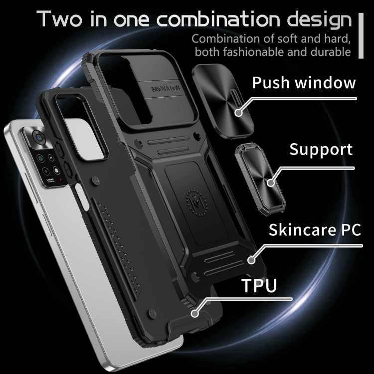 For Redmi Note 11 Pro 4G / 5G Global Camshield Robot TPU Hybrid PC Phone Case(Black) - Xiaomi Cases by PMC TechLife | Online Shopping South Africa | PMC TechLife | Buy Now Pay Later Mobicred