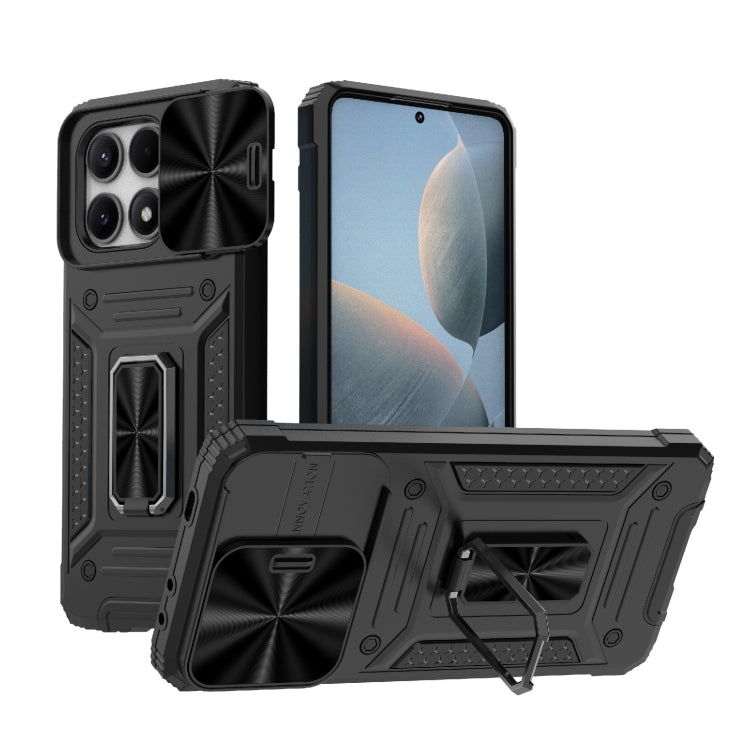 For Xiaomi Redmi K70E 5G Camshield Robot TPU Hybrid PC Phone Case(Black) - K70E Cases by PMC Jewellery | Online Shopping South Africa | PMC Jewellery | Buy Now Pay Later Mobicred