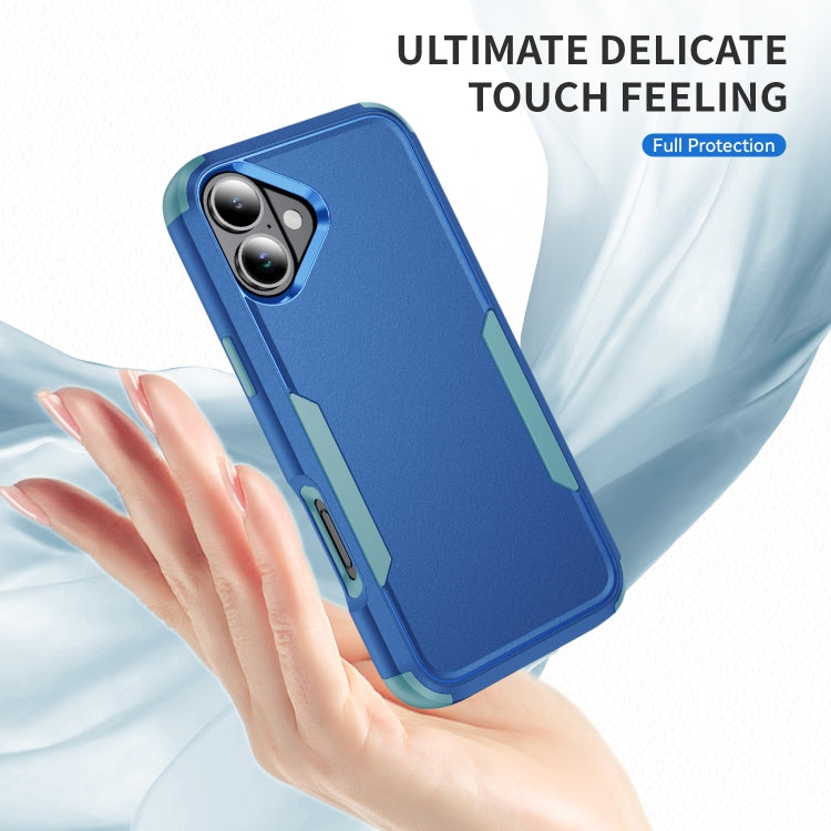 For iPhone 16 Commuter Shockproof TPU + PC Phone Case(Royal Blue+Grey Green) - iPhone 16 Cases by PMC Jewellery | Online Shopping South Africa | PMC Jewellery | Buy Now Pay Later Mobicred