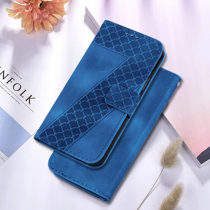 For OPPO Reno11 Global 7-shaped Embossed Leather Phone Case(Blue) -  by PMC Jewellery | Online Shopping South Africa | PMC Jewellery | Buy Now Pay Later Mobicred