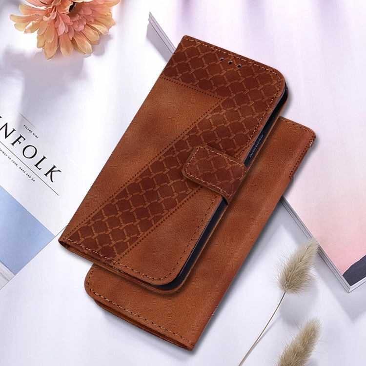 For OPPO Reno 11 Pro 5G Global 7-shaped Embossed Leather Phone Case(Brown) - Reno11 Pro Cases by PMC Jewellery | Online Shopping South Africa | PMC Jewellery | Buy Now Pay Later Mobicred