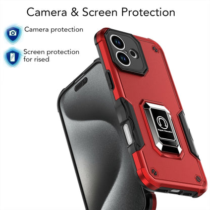 For iPhone 16 Plus Ring Holder Non-slip Shockproof Armor Phone Case(Red) - iPhone 16 Plus Cases by PMC Jewellery | Online Shopping South Africa | PMC Jewellery | Buy Now Pay Later Mobicred