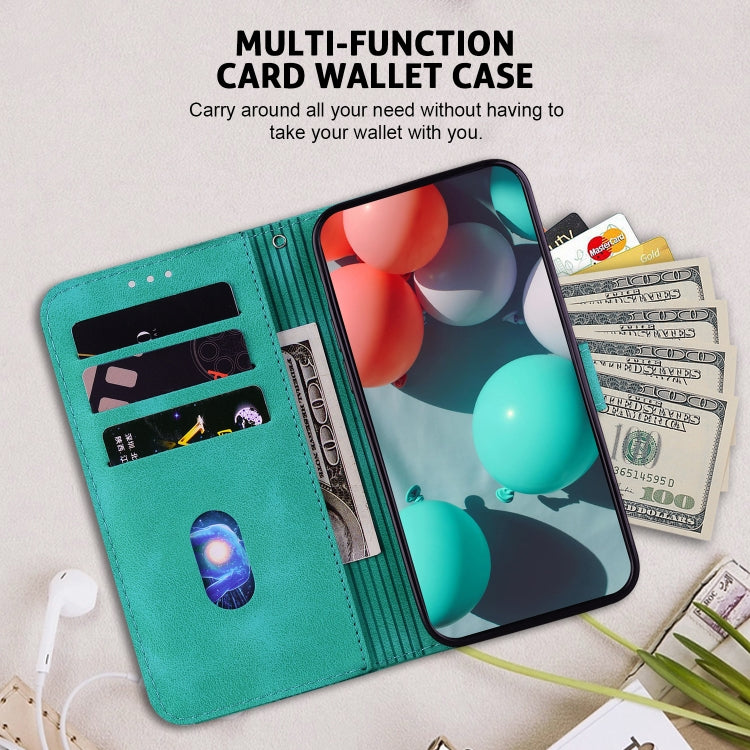 For Realme 12 5G 7-shaped Embossed Leather Phone Case(Green) - Realme Cases by PMC TechLife | Online Shopping South Africa | PMC TechLife | Buy Now Pay Later Mobicred