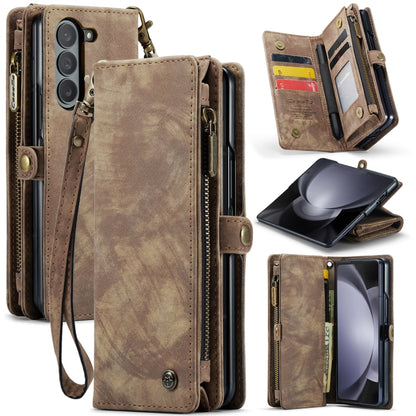 For Samsung Galaxy Z Fold5 CaseMe 008 Multifunctional Zipper Wallet Phone Leather Case(Brown) - Galaxy Z Fold5 Cases by CaseMe | Online Shopping South Africa | PMC Jewellery | Buy Now Pay Later Mobicred