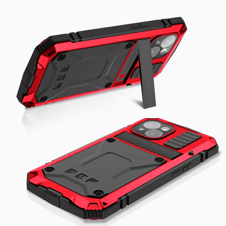 For iPhone 15 Plus R-JUST Shockproof Life Waterproof Dust-proof Metal + Silicone Phone Case with Holder(Red) - iPhone 15 Plus Cases by R-JUST | Online Shopping South Africa | PMC Jewellery