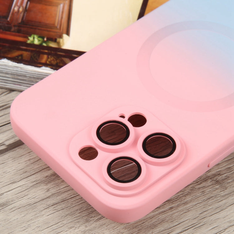 For iPhone 15 Plus Liquid TPU Silicone Gradient MagSafe Phone Case(Pink Blue) - iPhone 15 Plus Cases by PMC TechLife | Online Shopping South Africa | PMC TechLife