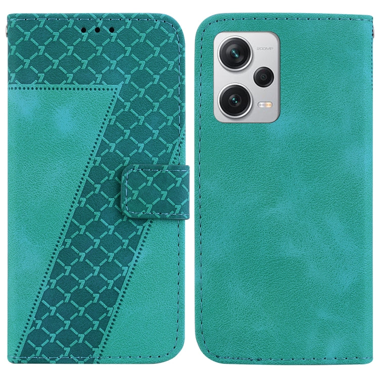 For Xiaomi Redmi Note 12 Pro+ Global 7-shaped Embossed Leather Phone Case(Green) - free shipping - PMC TechLife - Order now!