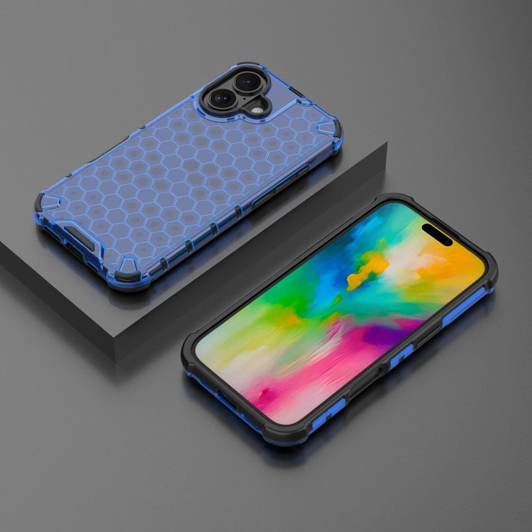 For iPhone 16 Plus Honeycomb Shockproof Phone Case(Blue) - iPhone 16 Plus Cases by PMC TechLife | Online Shopping South Africa | PMC TechLife | Buy Now Pay Later Mobicred
