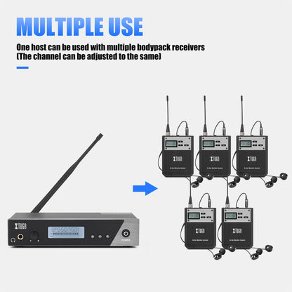 XTUGA  IEM1100 Professional Wireless In Ear Monitor System 2 BodyPacks(US Plug) - Microphone by XTUGA | Online Shopping South Africa | PMC Jewellery | Buy Now Pay Later Mobicred