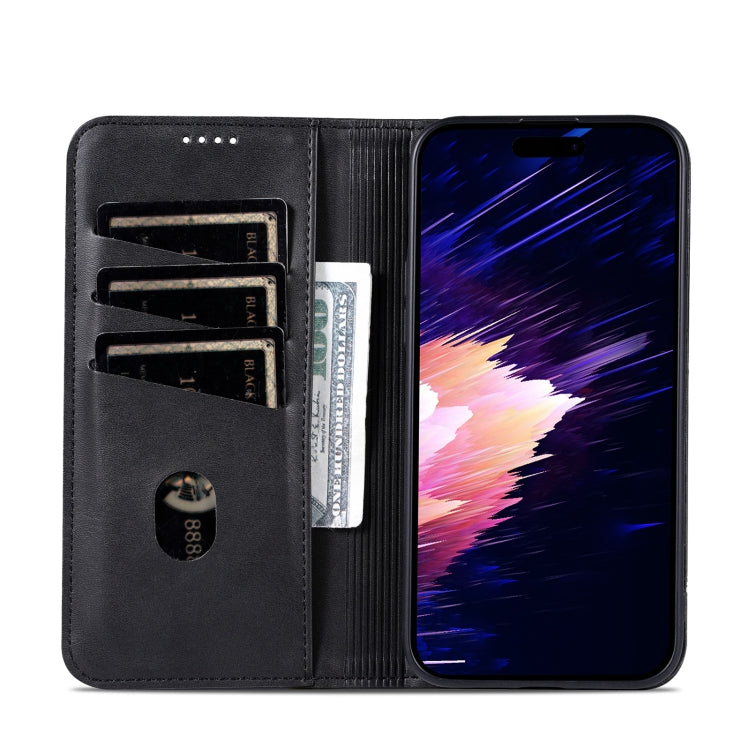 For iPhone 16 AZNS Magnetic Calf Texture Flip Leather Phone Case(Black) - iPhone 16 Cases by AZNS | Online Shopping South Africa | PMC Jewellery | Buy Now Pay Later Mobicred