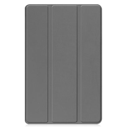 For Samsung Galaxy Tab A9 Custer Pure Color 3-Fold Holder Leather Tablet Case(Grey) - Others by PMC Jewellery | Online Shopping South Africa | PMC Jewellery | Buy Now Pay Later Mobicred