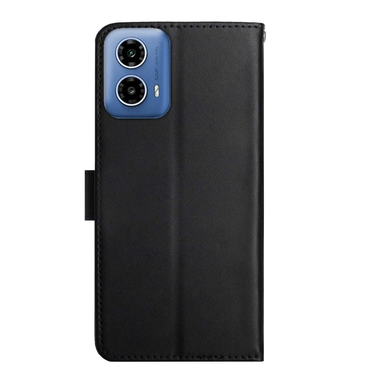 For Motorola Moto G04 / G24 Genuine Leather Fingerprint-proof Horizontal Flip Phone Case(Black) - Motorola Cases by PMC Jewellery | Online Shopping South Africa | PMC Jewellery | Buy Now Pay Later Mobicred