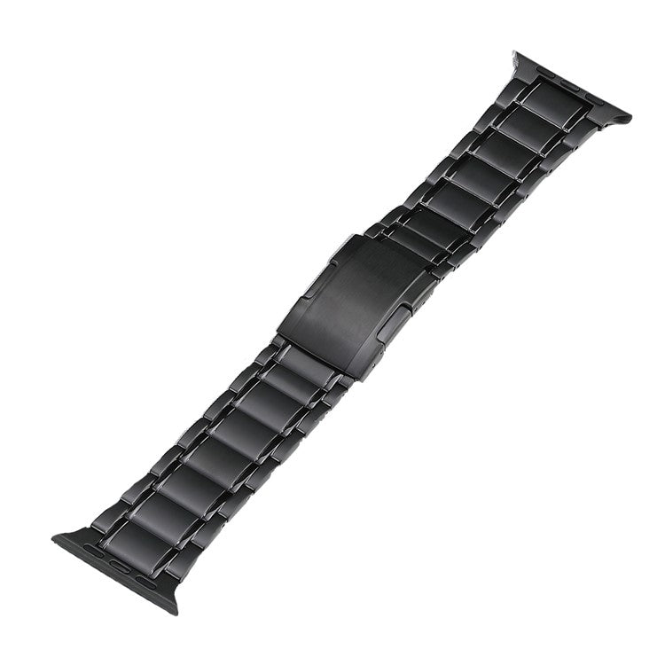 For Apple Watch SE 44mm Five Beads Turtle Buckle Titanium Steel Watch Band(Black) - Watch Bands by PMC Jewellery | Online Shopping South Africa | PMC Jewellery