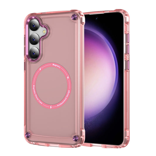 For Samsung Galaxy S25+ 5G Skin Feel TPU + PC MagSafe Magnetic Phone Case(Transparent Pink) - Galaxy S25+ 5G Cases by PMC Jewellery | Online Shopping South Africa | PMC Jewellery | Buy Now Pay Later Mobicred