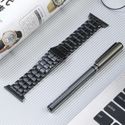 For Apple Watch SE 2022 44mm Five Beads Titanium Steel Watch Band(Black) - Watch Bands by PMC Jewellery | Online Shopping South Africa | PMC Jewellery