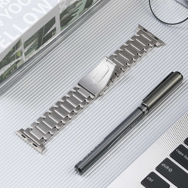 For Apple Watch SE 2022 44mm Five Beads Titanium Steel Watch Band(Silver) - Watch Bands by PMC Jewellery | Online Shopping South Africa | PMC Jewellery